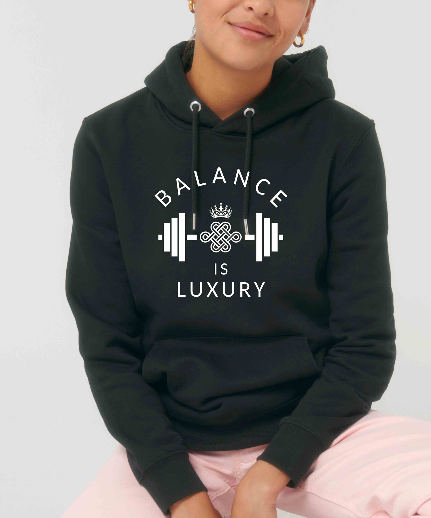 Unisex Hoodie "Balance is Luxury" in Schwarz