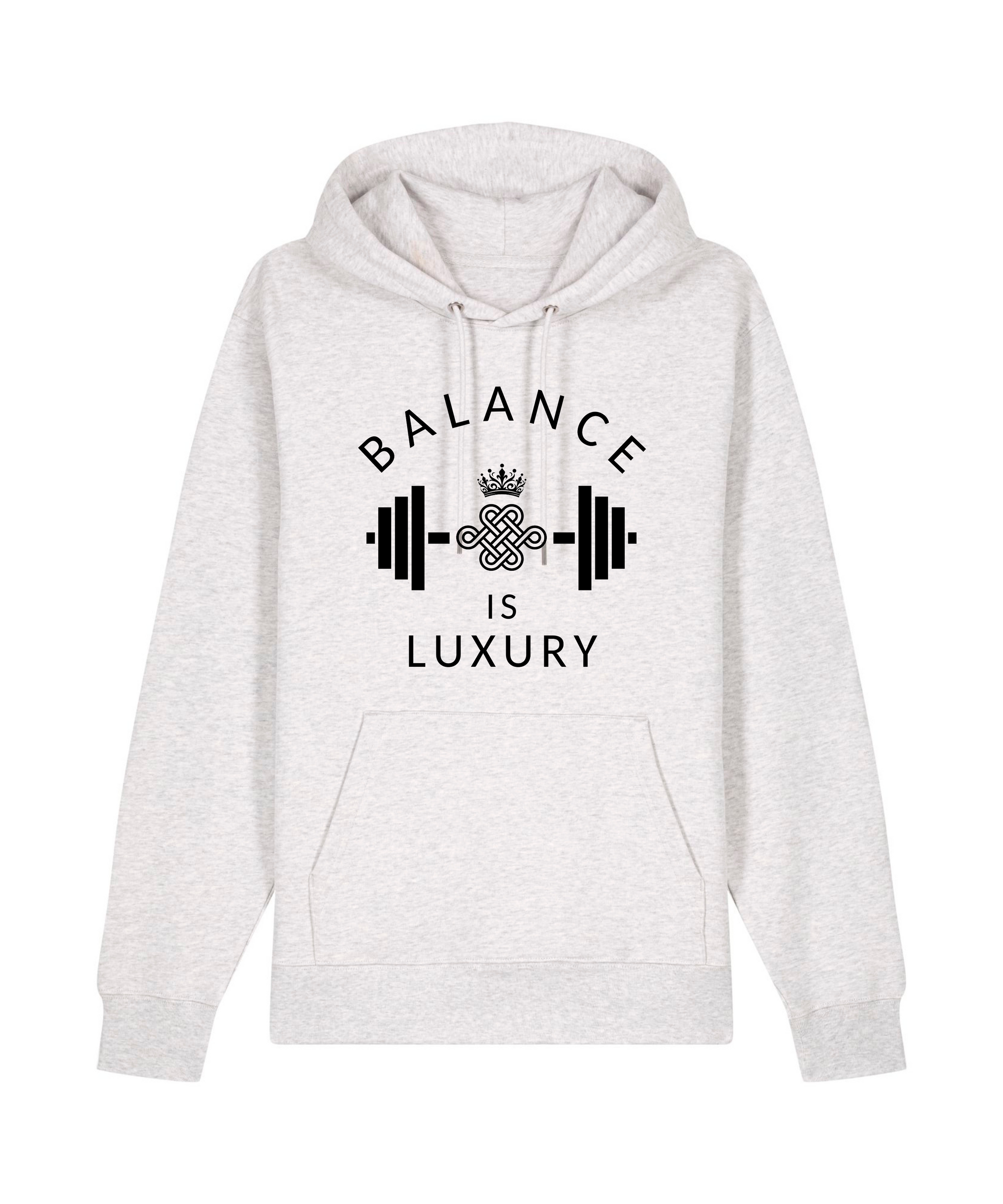 Unisex Hoodie "Balance is Luxury" Cool Heather Grey