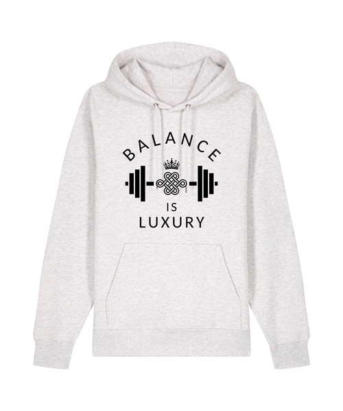 Unisex Hoodie "Balance is Luxury" Cool Heather Grey